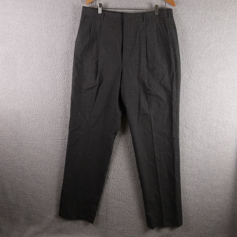 Brooks Brothers Brooksease‎ Mens Gray Pleated Wool Dress Pants Made in USA 37x31